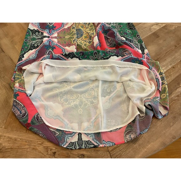 Yumi Kim Enchanted Silk Maxi Dress‎ Mosaic Print Back Cutout Detail Size Medium - Picture 7 of 11